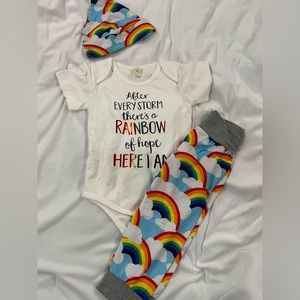 NWOT Rainbow baby outfit set